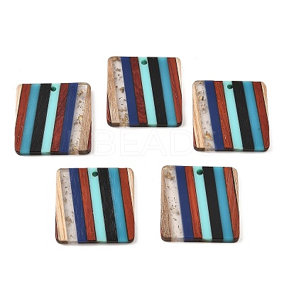 Transparent Resin & Walnut Wood Pendants RESI-E050-03-1