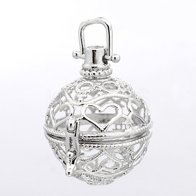 Round with Heart Brass Hollow Cage Pendants LS-KK-P026-08P-NR-1