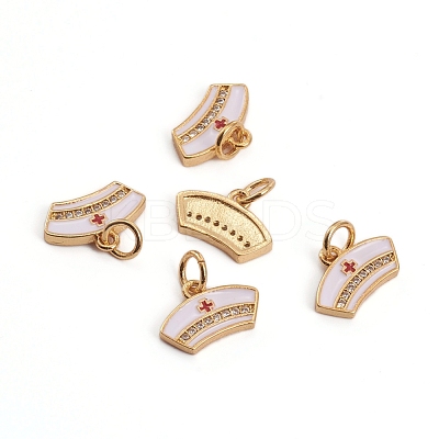 Brass Micro Pave Clear Cubic Zirconia Charms ZIRC-L091-033G-1