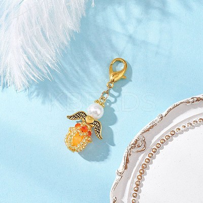 Luminous Acrylic & Handmade Glass Seed Beaded Pendants Decorations HJEW-MZ00379-04-1