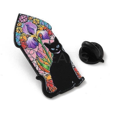 Flower & Cat Enamel Pins JEWB-Z048-06EB-1