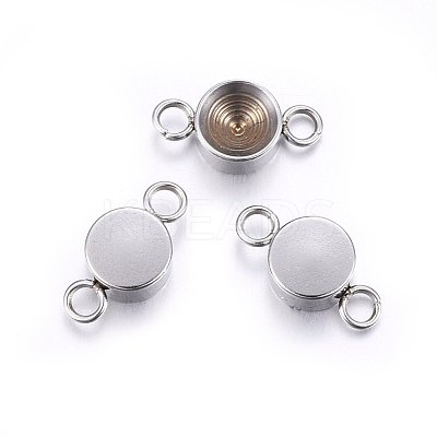Tarnish Resistant 201 Stainless Steel Cabochon Connector Settings STAS-O107-03P-B-1