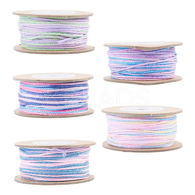 5 Rolls 5 Colors Segment Dyed Macrame Cotton Cord OCOR-TA0004-05C-1