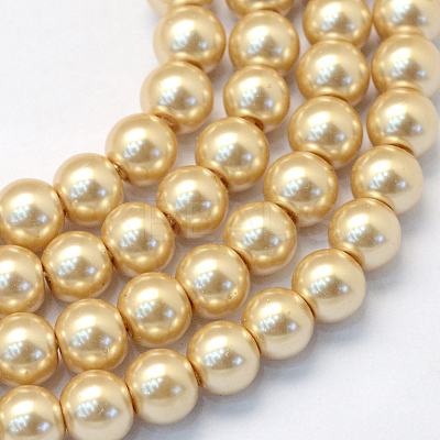 Baking Paint Pearlized Glass Pearl Round Bead Strands X-HY-Q003-6mm-42-1