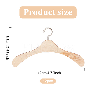 12Pcs Wood Doll Clothes Hangers AJEW-GO0001-22A-1