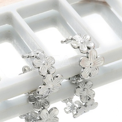 304 Stainless Steel Flower Cuff Earrings for Women LS-EJEW-A118-03P-1