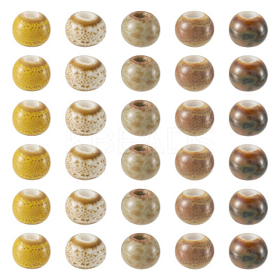 50Pcs 5 Colors Handmade Porcelain Beads PORC-TADJ0001-06B-1