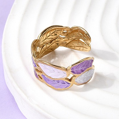 304 Stainless Steel Enamel Open Cuff Rings RJEW-L335-02A-G-1