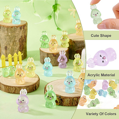 20Pcs 5 Colors Luminous Resin Rabbit Display Ornaments DJEW-TA0001-17-1