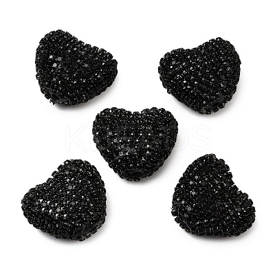 Sparkling Acrylic Heart Beads with Rhinestone Embellishment LS-OACR-NH0001-02B-08-1