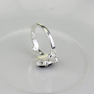 Alloy with Natural Lapis Lazuli Finger Rings FS-WGF3EDB-01-1