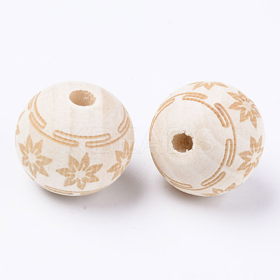 Unfinished Natural Wood European Beads WOOD-S057-010B-1