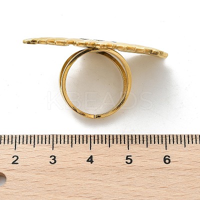 Flower 304 Stainless Steel Paua Shell Finger Rings for Women RJEW-G346-11G-01-1