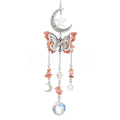 Alloy Hollow Moon Butterfly Hanging Ornaments HJEW-TA00173-03-1