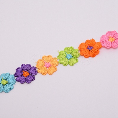 Flower Polyester Trim Ribbon OCOR-WH0060-02-1