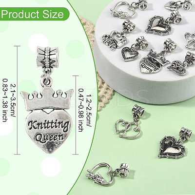 30Pcs 15 Styles Tibetan Style Alloy European Dangle Charms PALLOY-YW00072-1