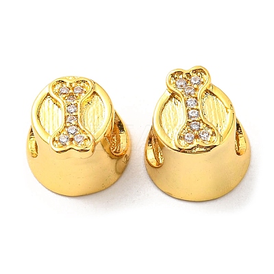Rack Plating Brass Micro Pave Cubic Zirconia European Beads KK-M247-03G-1