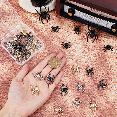 30Pcs 3 Colors Glass Spider Pendant FIND-DC0004-13-1