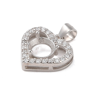 925 Sterling Silver Micro Pave Cubic Zirconia Pendant Setting STER-H113-04P-02-1
