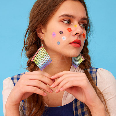 6 Pair 6 Style Rainbow Color Pride Heart Acrylic & Polymer Clay Lollipop & Polyester Tassel Dangle Earrings EJEW-AN0003-33-1