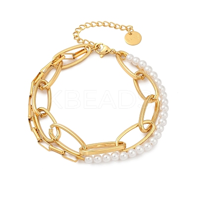 304 Stainless Steel Multi-strand Bracelets BJEW-C104-02G-1
