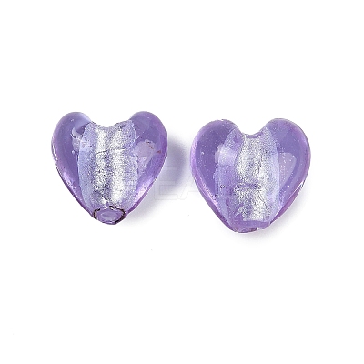 Handmade Silver Foil Lampwork Glass Beads LAMP-Q005-06-1