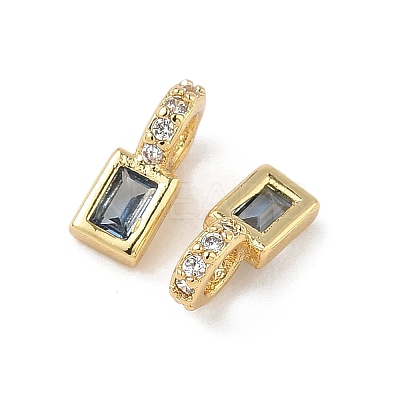 Brass Micro Pave Cubic Zirconia Charms KK-Q039-04B-G-1