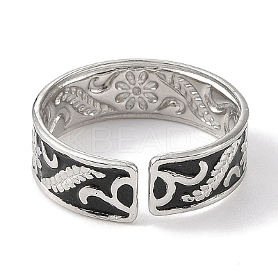 304 Stainless Steel Enamel Open Cuff Rings for Women RJEW-F166-35P-02-1