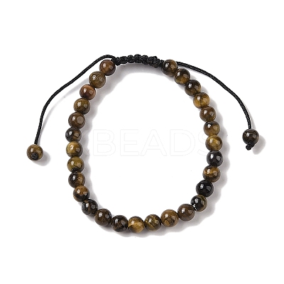 6mm Round Natural Tiger Iron Braided Bead Bracelets BJEW-C067-01A-04-1