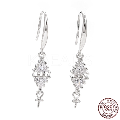 Rhodium Plated 925 Sterling Silver Earring Hooks STER-D035-36P-1