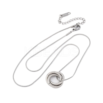 304 Stainless Steel Triple Circles Pendant Necklaces for Women NJEW-Z044-14P-1
