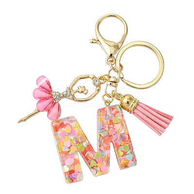 Letter A~Z Transparent Glitter Resin Pendant Keychains KEYC-FZ00024-13-1