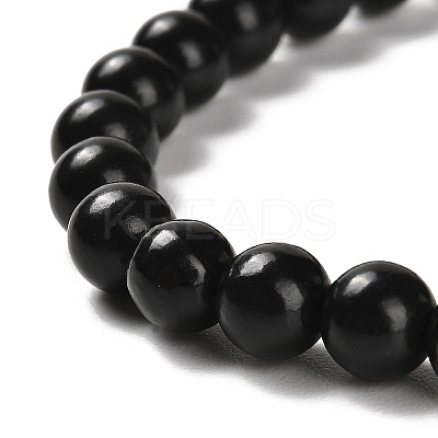 Natural Shungite Round Beaded Stretch Bracelets BJEW-NH0001-01C-1