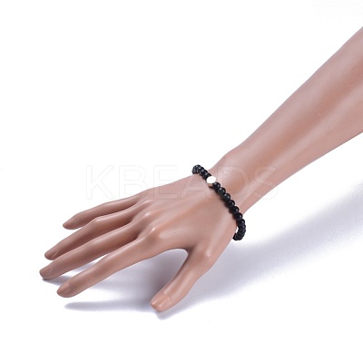 Feng Shui Natural Black Agate(Dyed & Heated) Beaded Stretch Bracelets BJEW-JB05021-03-1