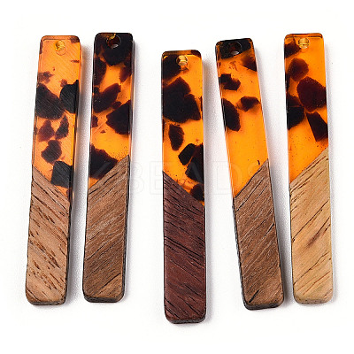 Transparent Resin & Walnut Wood Big Pendants RESI-TAC0017-44-1