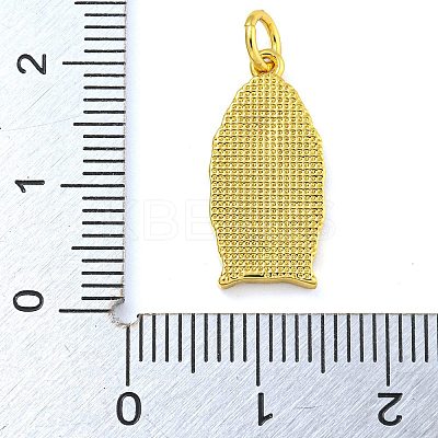Real 18K Gold Plated Brass Pendants with Shell and Jump Rings KK-D534-04G-04-1
