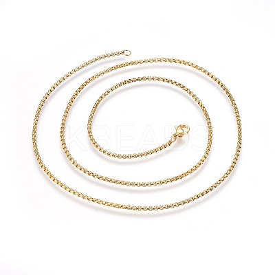 304 Stainless Steel Rolo Chain Necklaces NJEW-L047-02B-G-1