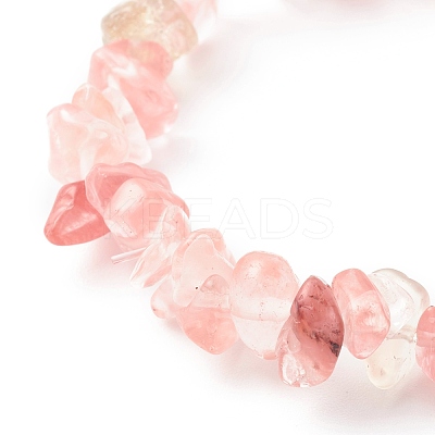 Chip Watermelon Stone Glass Stretch Beaded Bracelets for Kids BJEW-JB06305-05-1