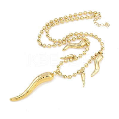 Rack Plating Brass Italian Horn Cornicello Bib Necklacess NJEW-P317-06G-1