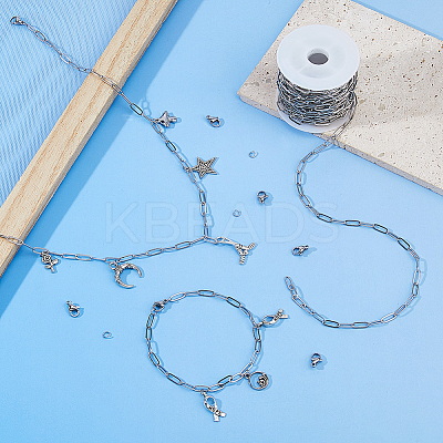 DIY 304 Stainless Steel Paperclip Chains Jewelry Making Kits DIY-DC0003-66-1