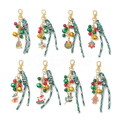 Christmas Theme Alloy Enamel & Glass Pendant Decorations HJEW-JM03732-1