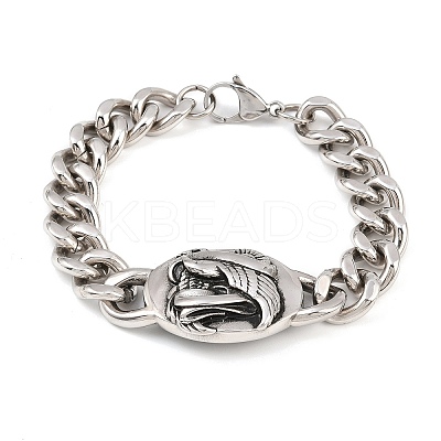 Stainless Steel Link Bracelets BJEW-D379-14ASP-1