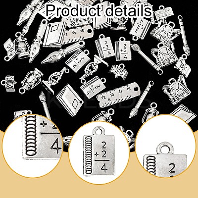 50Pcs 10 Style Tibetan Style Alloy Pendants TIBE-YW0001-70-1