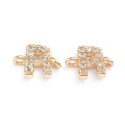 Brass Micro Pave Cubic Zirconia Letter Links ZIRC-I042-16G-R-1