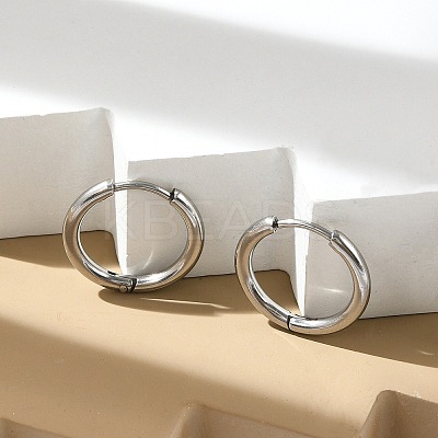 Tarnish Resistant 202 Stainless Steel Huggie Hoop Earrings LS-EJEW-F111A-17mm-P-1