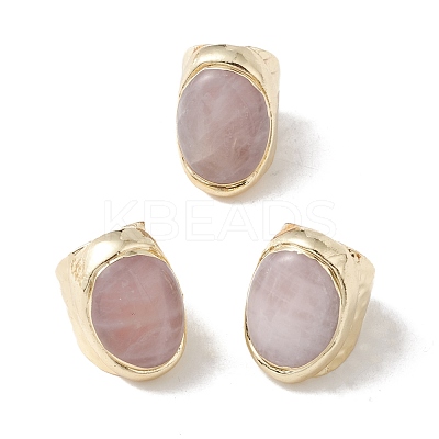 Gemstone Irregular Oval Open Cuff Ring RJEW-I082-11G-1