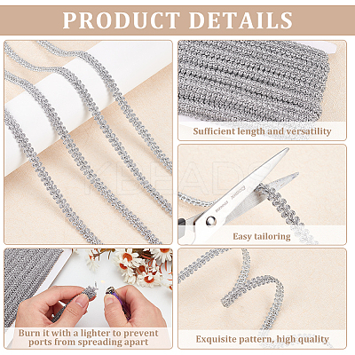 Sparkle Metallic Polyester Braided Lace Trim OCOR-WH0060-46D-1