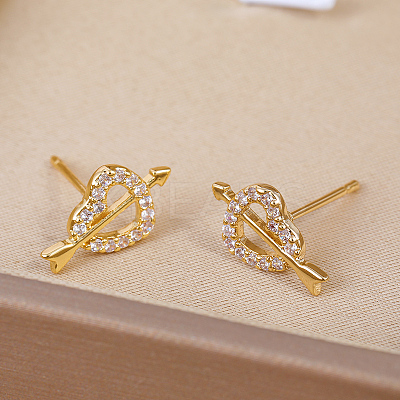 Elegant Cupid Heart Brass Stud Earrings AJ1399-1