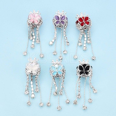 Butterfly & Crown Alloy Rhinestone Tassel Chain Dangle Beads OACR-N141-03-1