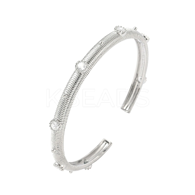 Alloy Rhinestone Cuff Bangles for Women BJEW-U039-01P-1